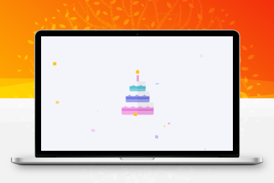 纸屑飘落生日蛋糕场景js+css3动画特效代码