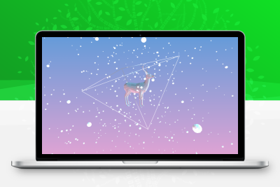html5 + Three.js 3D风雪封印在棱镜中的梅花鹿动态特效代码
